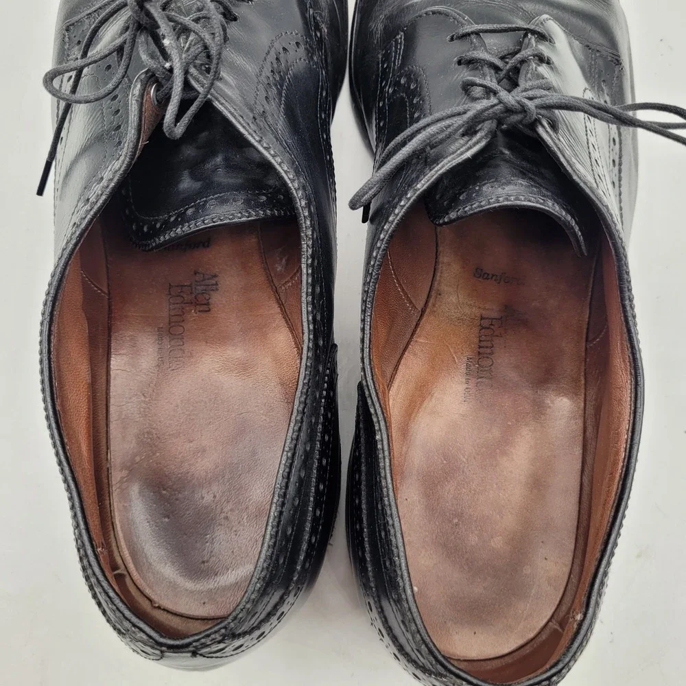 Allen‎ Edmonds Sanford Oxford Cap Toe Shoes 14 A Black Leather Made in USA